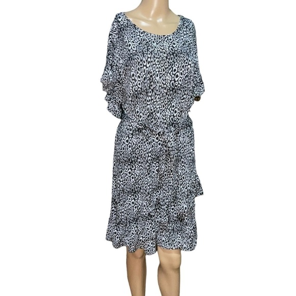 Michael Kors Women's Ruffle Short Sleeve Jewel Neck Dress Size XL - Picture 1 of 10